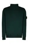 Stone Island Virgin Wool Turtleneck Sweater In Green