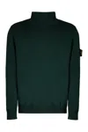 Stone Island Virgin Wool Turtleneck Sweater In Green