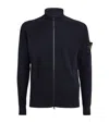 Stone Island Full Zip Knit Sweater With High Collar In Navy