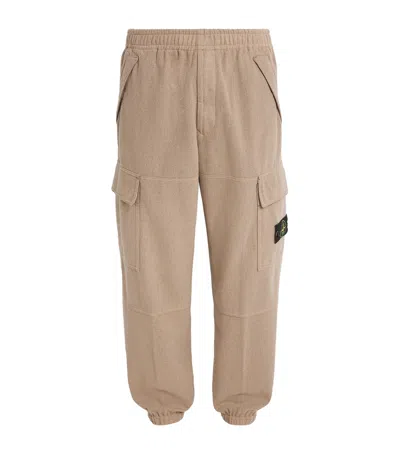 Stone Island Virgin Wool-blend Cargo Sweatpants In Orange