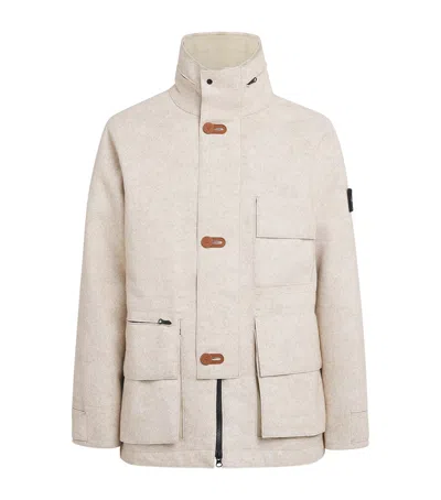 Stone Island Virgin Wool-blend Down-filled Coat In Brown