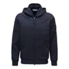 Stone Island Waffen Patch Soft Shell Hooded Zip-up Jacket 'navy' In Blue