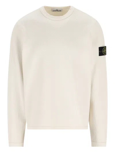 Stone Island Relaxed Fit Long-sleeve Crewneck Sweatshirt With Distinctive Patch Logo In Neutral