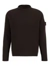 Stone Island Waffle-knit Crew-neck Sweater In Black