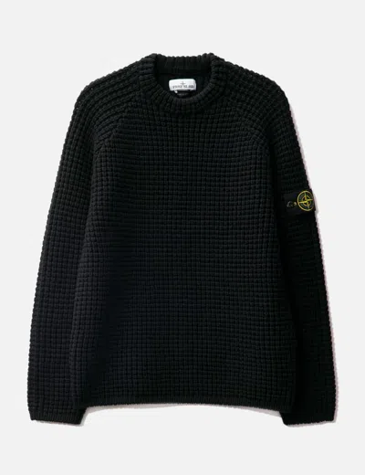 Stone Island Waffle Knit Sweater In Black