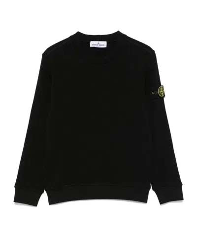 Stone Island Waffle-texture Sweater In Black