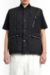 Stone Island Gilet Noir Polyamide, Polyuréthane Étalé In Black