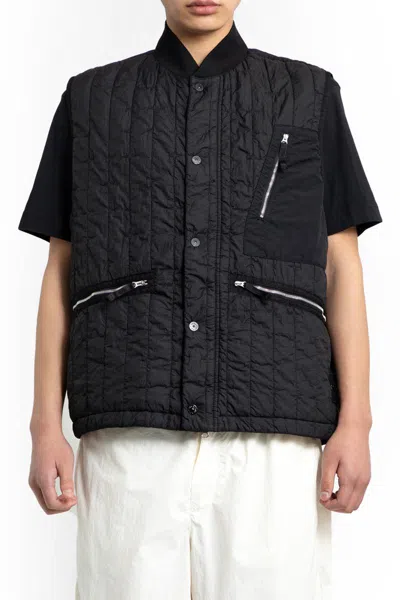 Stone Island Waistcoat Black Polyamide, Polyurethane Coated