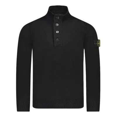 STONE ISLAND STONE ISLAND WAPPEN PATCH HIGH NECK HALF BUTTON KNIT 'BLACK'