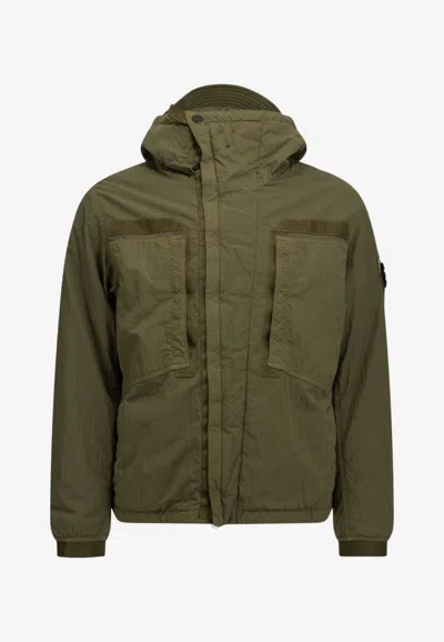 Stone Island Warp Rib Parka In Green