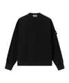 Stone Island Ribbed Hem Long Sleeve Crew Neck Sweater In Black