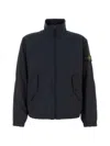 Stone Island Stretch Polyester Jacket Elastic Cuffs High Collar In Black