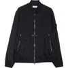 Stone Island Black Bomber Jacket With Front Zip Closure And Logo Patch On The Sleeve In Tech Fabric Man In V0029 Black