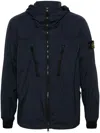 Stone Island Water-resistant Hooded Jacket In Blue