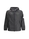 Stone Island Lightweight Hooded Jacket With Anti-drip And Reflective Details In Black