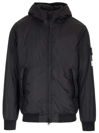 Stone Island Waterproof Jacket Coat In Black