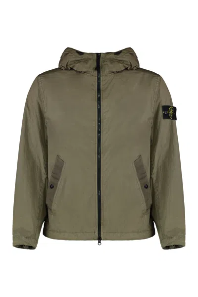 Stone Island Waterproof Jacket With Hood In Green
