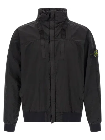 Stone Island Water-repellent Metal Nylon Jacket In Black