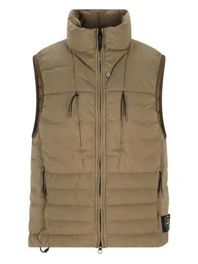 Stone Island Water-resistant Nylon Bomber Jacket In Brown