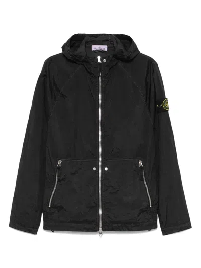 Stone Island Streamlined Black Casual Jacket With Hood