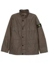 Stone Island Field Jacket With Pigmented Wax Coating In Brown