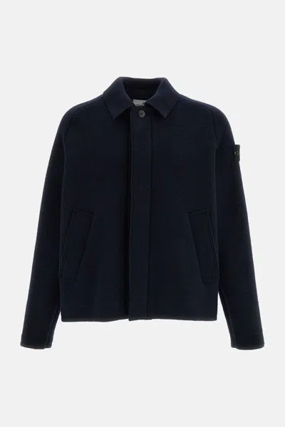 Stone Island Wellington Wool Felted Cardigan In Multi