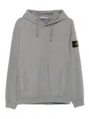 Stone Island Organic Cotton Compass Logo Hoodie In Gray