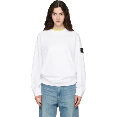 Stone Island White 6100057 Heavy Organic Cotton Jersey Sweatshirt