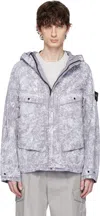 Stone Island White & Gray Tela Paracadute Stretch-tc Jacket In V0061 Pearl Grey