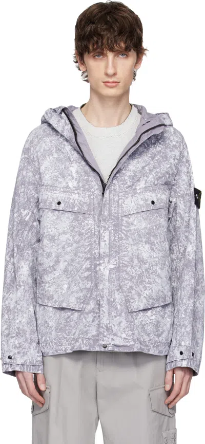 Stone Island White & Gray Tela Paracadute Stretch-tc Jacket In V0061 Pearl Grey