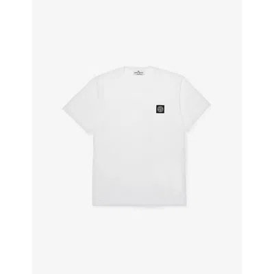 Stone Island Kids' Classic Short-sleeve Cotton T-shirt In White