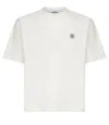 Stone Island Embroidered Cotton Jersey T-shirt In White