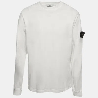 Pre-owned Stone Island White Cotton Crewneck Sweatshirt Xl