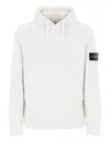 Stone Island Men's White Logo-badge Relaxed-fit Cotton-jersey Hoody In White