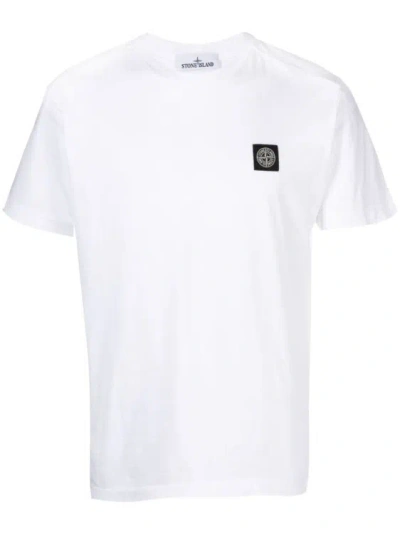 Stone Island White Cotton Jersey Texture T-shirt