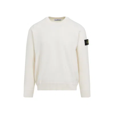 STONE ISLAND STONE ISLAND WHITE COTTON KNIT SWEATER
