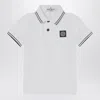 Stone Island Logo Patch Stretch Piquet Polo Shirt Kids In White
