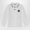 STONE ISLAND WHITE COTTON POLO SHIRT