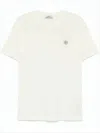 Stone Island Short-sleeved Crew Neck T-shirt With Subtle Emblem Patch In White