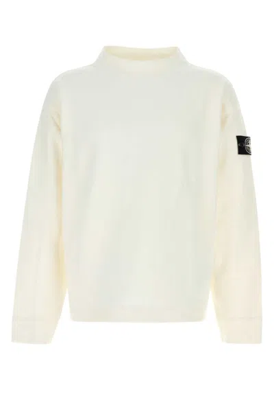 STONE ISLAND WHITE COTTON SWEATSHIRT
