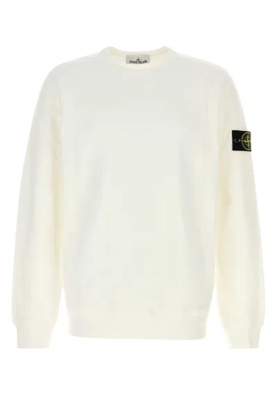 STONE ISLAND STONE ISLAND WHITE COTTON SWEATSHIRT