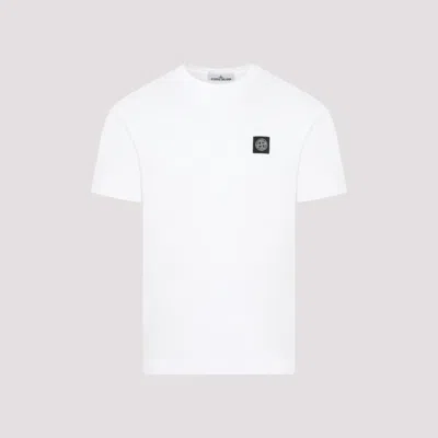 Stone Island White Cotton T-shirt With Logo Patch