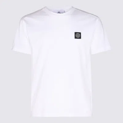 STONE ISLAND WHITE COTTON T-SHIRT