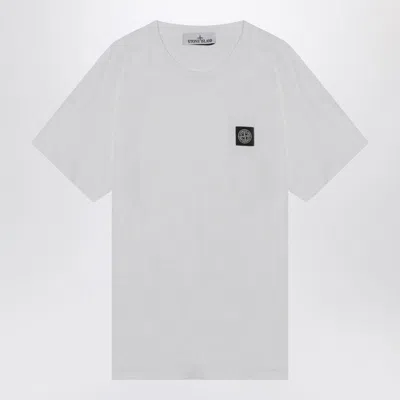 STONE ISLAND STONE ISLAND  WHITE COTTON T-SHIRT WITH LOGO PATCH