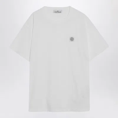 Stone Island White Cotton T-shirt With Logo Patch Men