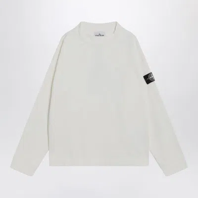 STONE ISLAND STONE ISLAND  WHITE CRATER NECK SWEATSHIRT
