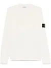Stone Island Ivory Wool Blend Crewneck Sweater In White