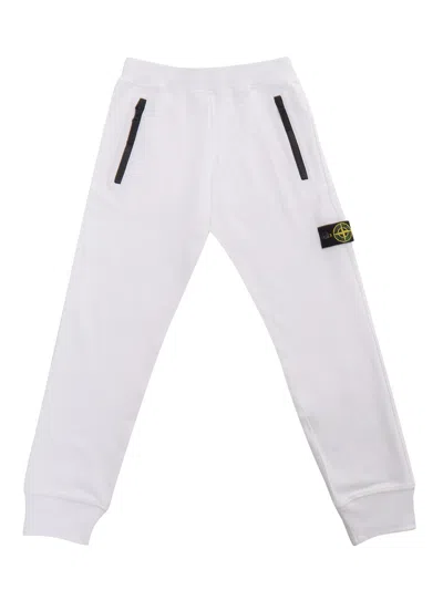 Stone Island White Fleece Jogging Pants