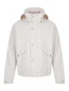 Stone Island White Jacket With Buttons And Hood In White