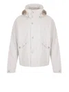 Stone Island White Jacket With Buttons And Hood
